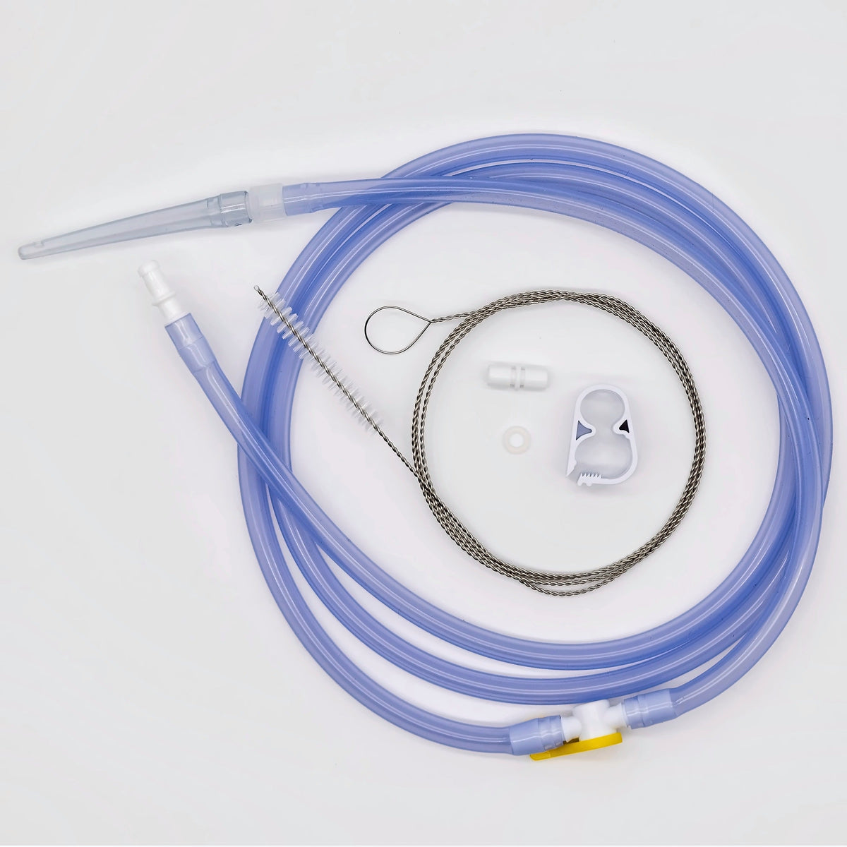 Silikonschlauch 2 m mit Spitze, Absperrhahn, Schlauchbürste, Klemme und Adapter